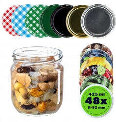 Kadax Befőttesüveg 425 ml Befőttesüveg 400 ml Méz Üveg Kupak 48 Db Fi 82 (K6732)