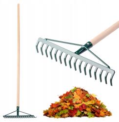 Kadax Kerti Fűlevél Gereblye Fa Szár 137 cm Gereblye 16 Fogú Tömör (K1341)