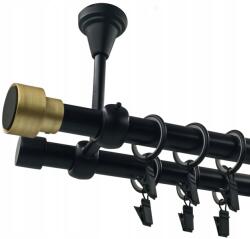 ESTAdeco Függönysín Mennyezeti Fekete Matt 19+19mm Stempel 160cm (karnisz SUFIT Ø19 BLACK&GOLD STEMPEL)