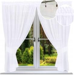 NOW-ART Kész függöny, sima, 150x400 cm, voile függöny, álomfogó, fehér, sima függönyök (Firany gotowe białe firanki 55)