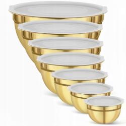 Konyhai Tál Szett Fém Arany Fedéllel 7 db-os Inox (MP7AU)