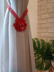 ESTAdeco Mágneses függönyelkötő, 2 db-os szett, Virág, Piros (klips magnetyczny KWIAT CZERWONY KPL2)