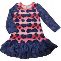  Lány ruha szív mintás sötétkék 122cm (SUK-SERCA-GRA/122)