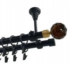 Imperia Deco Dupla függönykarnis, Fém, Mennyezeti, 19+19 mm, Matt Fekete, 200 cm, Crystal Brown Gold (KAR.MET. II SUFIT /19+19/ 200cm CRYSTAL BROWN)