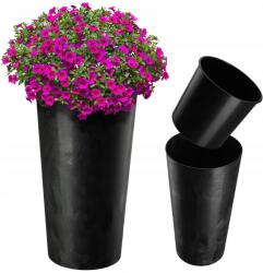Kadax Virágtartó 26cm Virágtartó Betéttel Műanyag Fekete (K9950)