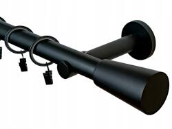 Imperia Deco Függönykarnis Fekete Szimpla Fém MIX Végzáró Csendes Kerekek 25 mm 200 cm (KAR.MET. I /25/ 200cm CZARNY MIX)