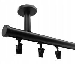 ESTAdeco Függönysín szett, Alu mennyezeti, 20 mm, fekete, 180 cm, csipeszekkel Lakossági felhasználásra (Karnisz I 20mm SZYNA CZARNA SUFIT ALU + żabki)