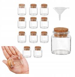  12 db 50 ml-es üvegpalack parafadugóval, fűszerekhez, esküvői ajándékokhoz, konyhába (12 Szklane Buteleczki 50 ml z Korkiem)