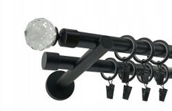 ESTAdeco Dupla Függönykarnis 19+19mm Fekete Matt 160cm Crystal (karnisz II Ø19mm Czarny Mat CRYSTAL)
