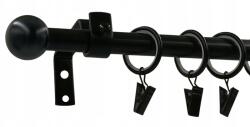 ESTAdeco Függönyrúd Fekete Loft Ø16mm Golyó 160cm csendes karikák (karnisz I LOFT fi16mm KULKA)
