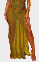 Prettylittlething Zöld Maxi Szoknya Magas Derekú Laza Kivágással Prettylittlething Xs