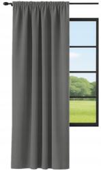 NOW-ART Függöny, készre varrva, ráncolóval 145x230, sima, klasszikus, matt grafit függöny (LEN-C 145x230 na żabki taśmie tunel)