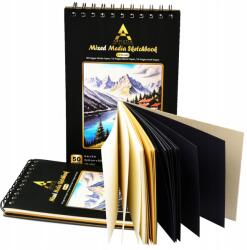 Artistiq Spirálfüzet A5 Fehér Fekete Barna Lapok 50ar Blokk Füzet 120g/m2