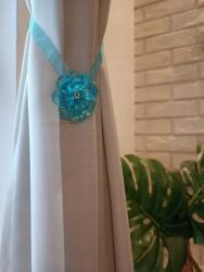 ESTAdeco Mágneses függönyelkötő 2db Virág Türkiz (klips magnetyczny KWIAT TURKUSOWY KPL2)