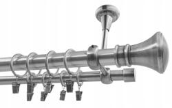Imperia Deco Dupla függönykarnis, mennyezetre szerelhető, nikkel színű, Imperia Deco végződésekkel, 25+19 mm átmérőjű, 160 cm hosszú (KAR.MET. II /25+19/ sufit 160cm Nikiel MIX)