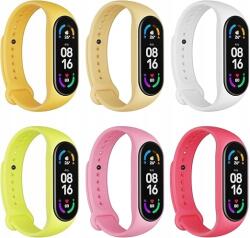  6 darabos szíj készlet Xiaomi Mi Band 7/6/5 okoskarkötőhöz, különböző színekben (ZAMIENNIK MI BAND)