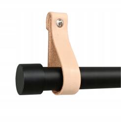 ESTAdeco Függönyrúd 25 mm Fekete 180 cm tartókonzol Természetes Bőr 1 (karnisz czarny I 25mm skóra natural 1)