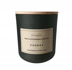 ESTAdeco Repce gyertya, Természetes, Öko, Vegán, 270 ml, Cherry (cseresznye) illat, 80 óra égési idő (Świeca Czarny Mat Cherry 270ml)