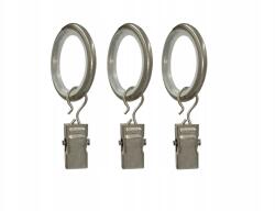 Imperia Deco Függönycsipesz karikával, karnis rúdhoz, átmérő 19 mm, Csendes Karikák, 10 darab, Ezüst Szatén (KÓŁKO CICHE 16-19mm SATYNA KPL10)