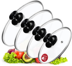 Kadax Üvegfedő 20/24/26/28 cm Hőálló Serpenyő Fedő Szett (K8403)