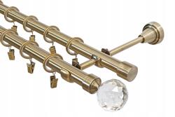 Imperia Deco Dupla fém karnis, arany színű, különböző végződésekkel Imperia Deco, 19+19 mm, 120 cm (KAR.MET. II /19+19/ 120cm Złoto Antyk MIX)