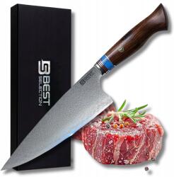 Bestselection Profi Szakácskés Damaszkuszi Acélból, Fa Nyéllel, Kézzel Kovácsolt (tasak nóż szefa kuchnii profesjonalny BDW-01)