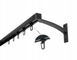 Imperia Deco Kwadro függönykarnis, szimpla, Alumínium, 20mm, Matt Fekete, 200cm, tűzőkapoccsal (KARNISZ I 20mm KWADRO CZARNY 200cm agrafka)