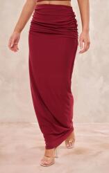 Prettylittlething Bordó Fodros Maxi Szoknya Egyenes Magas Prettylittlething 32