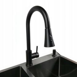 Konyhai csaptelep, kihúzható szórófejes csap, grafitfekete, 2 funkciós (3411634162311)