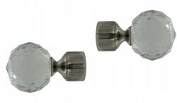 ESTAdeco Karnis végzáró, fi 19 mm, kristályos Crystal, 2 darabos szett, Nikkel (końcówka fi19mm CRYSTAL Nikiel)