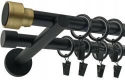 ESTAdeco Függönyrúd Fekete Matt Kettős 19+19mm Stempel 160cm (karnisz II Ø19mm BLACK&GOLD STEMPEL)