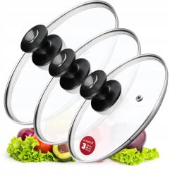 Kadax Üvegfedő 20/24/28 cm Hőálló Serpenyő Fedő Szett (K8390)