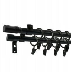 ESTAdeco Függönyrúd Kettős Fém loft fekete matt, végzáró szett 16+16 mm 180 cm (karnisz LOFT II 16mm MIX Czarny mat)