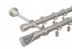 ESTAdeco Fém Függönyrúd Lux 19+19 mm dupla Szatén 180 cm Végváltozatok (karnisz II 19+19mm Satyna MIX)