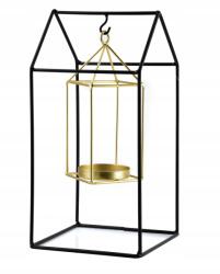  Lampion dekoratív fém gyertyatartó Holly arany (5902643353046)