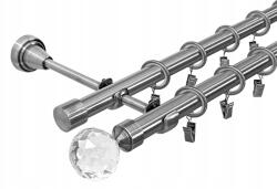 ESTAdeco Fém Függönyrúd 19 19 mm dupla Ezüst Nikkel 180 cm Végváltozatok (karnisz II 19+19mm NIKIEL MIX)