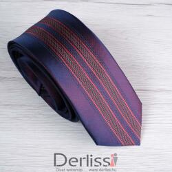  Nyakkendő sötétkék/korall csíkkal