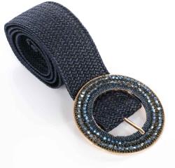  Elegáns öv, fonott, strasszos kör csattal, YD300 Kék