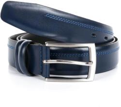  Férfi bőr öv normál csat fényes kék, Bremi 110 cm