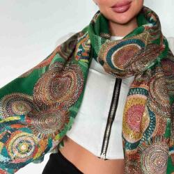  Női viszkóz sál színes mintával, Katier Zöld