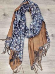 Női sál kétoldalas mintás-arany, 30% pamut Kék