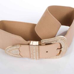  Alkalmi öv, rugalmas, strasszos csattal Bézs
