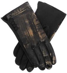  Női kesztyű nyomott arany mintával Fekete