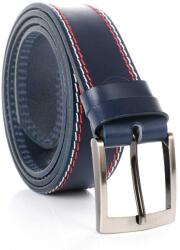  Bőr öv színes varrással, Marquis, kék 100 cm