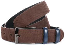  Férfi bőr öv normál csat fényes barna-kék Bremi 95 cm