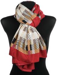  Női sál "Jolban" piros szürke minta 90 x 180