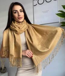  Női sál aranyszínű mintával 50% kasmír Barna