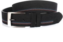  Férfi bőr öv fekete normál csat, színes varrás, Bremi 105 cm