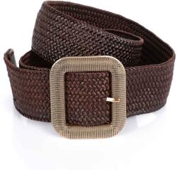 Elegáns öv, fonott, négyszög fém csattal, 26211 Sötétbarna