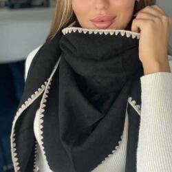  Női sál, háromszög alakú, 20% gyapjú Fekete